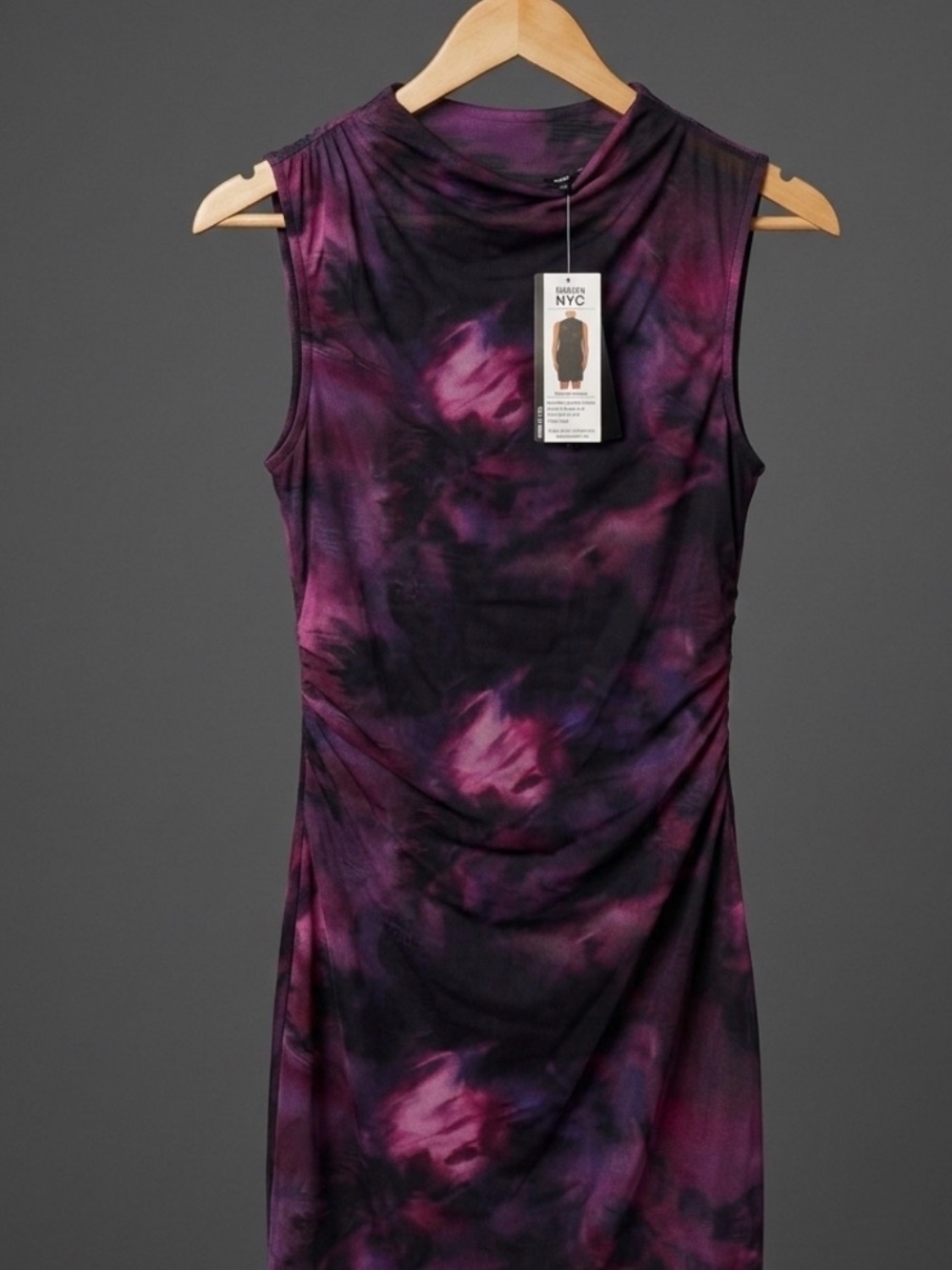 Sleeveless Tie-Dye Midi Dress in Purple & Black